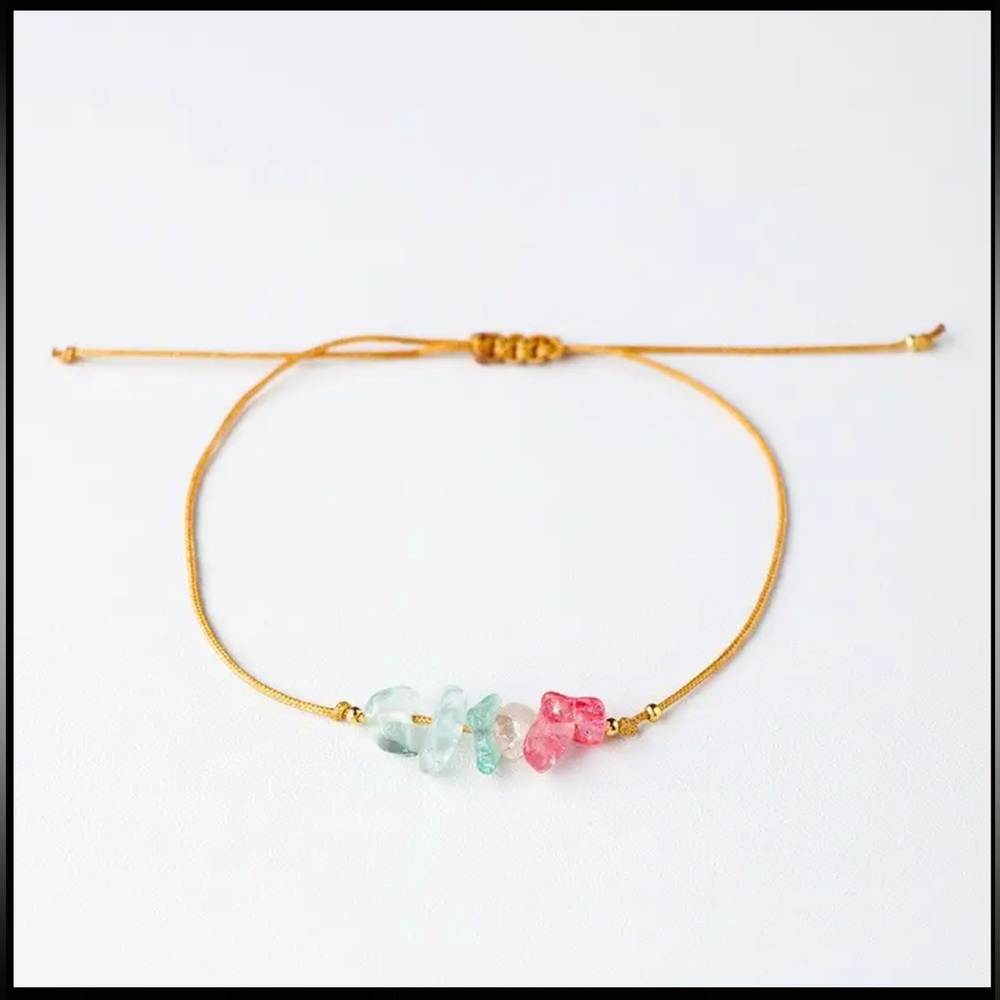 NWT Natural Crystal Gravel Raw Stone Bracelet Bracelet Rope